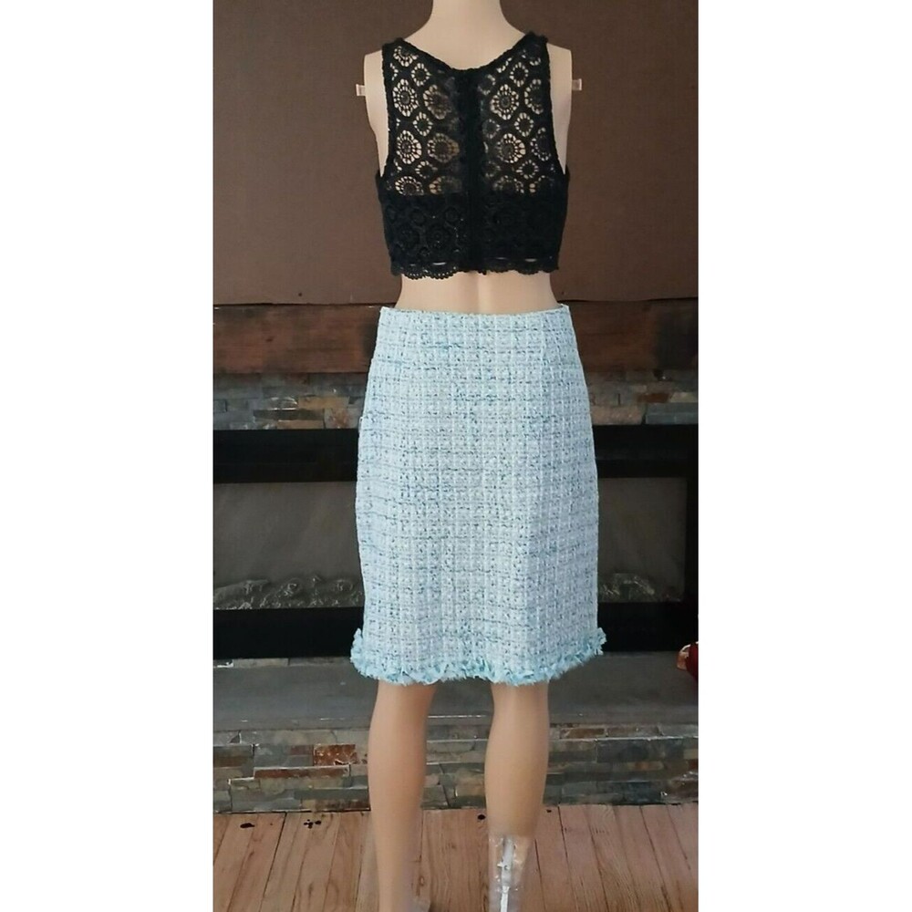 Grace Dane Lewis Women's Cotton Blend Tweed Blue Skirt Size 4 Office Career - Picture 2 of 10